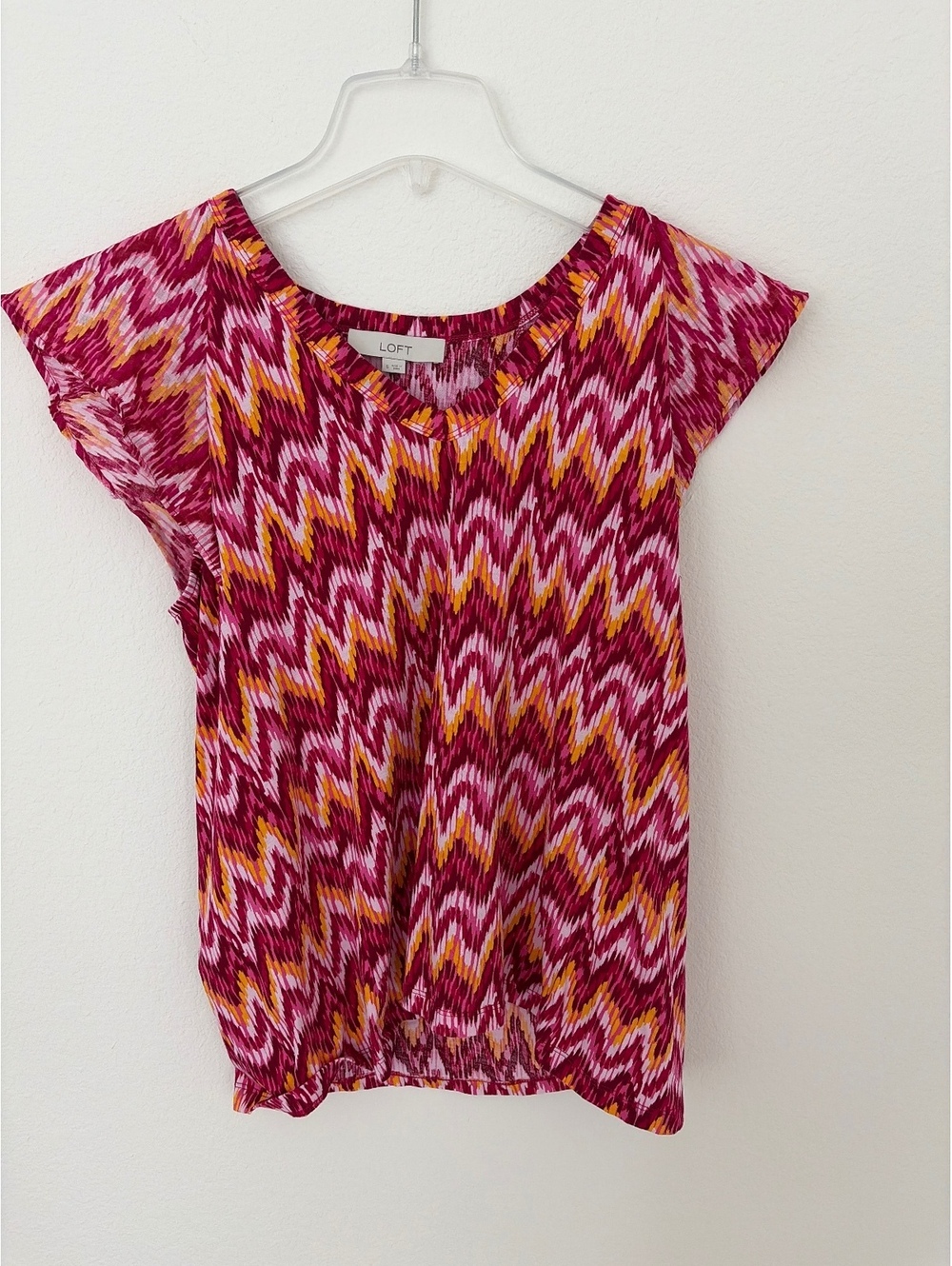 LOFT Women's Short Sleeve Zigzag Patterned Top Size Small
